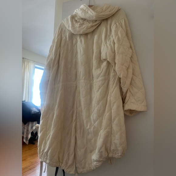 Free People One Cedar Parachute Jacket Hood Quilted Knit Oversized Ivory - Picture 6 of 6